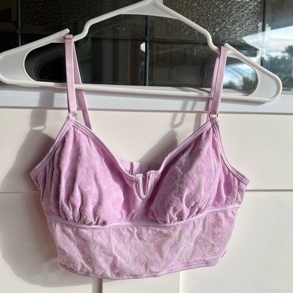 VICTORIA'S SECRET purple sheer mesh bralette with velvet floral accents - Picture 1 of 6